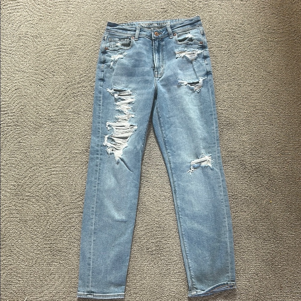 American Eagle Blue Skinny Jeans Distressed Style